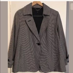Talbots sz 16 lined cotton black white blazer
